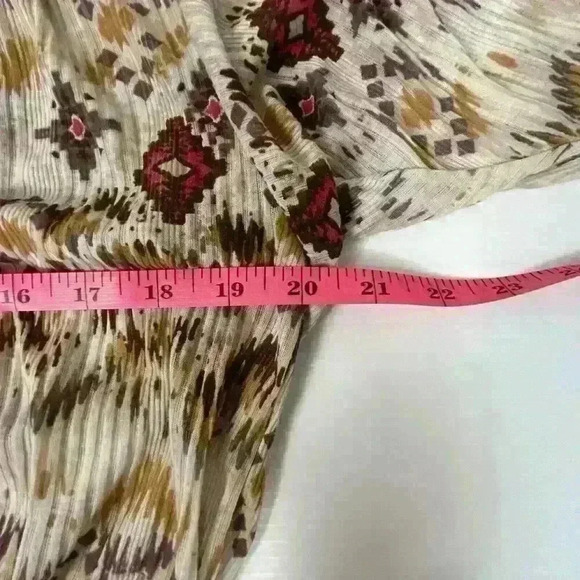 American Rag Womens M Multicolor Boho Button Up Blouse Short Sleeve Elastic Tie - Picture 5 of 10